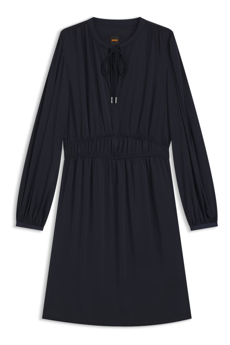 Decly Tie Neck Long Sleeve Dress, Alternate, color, DK BU