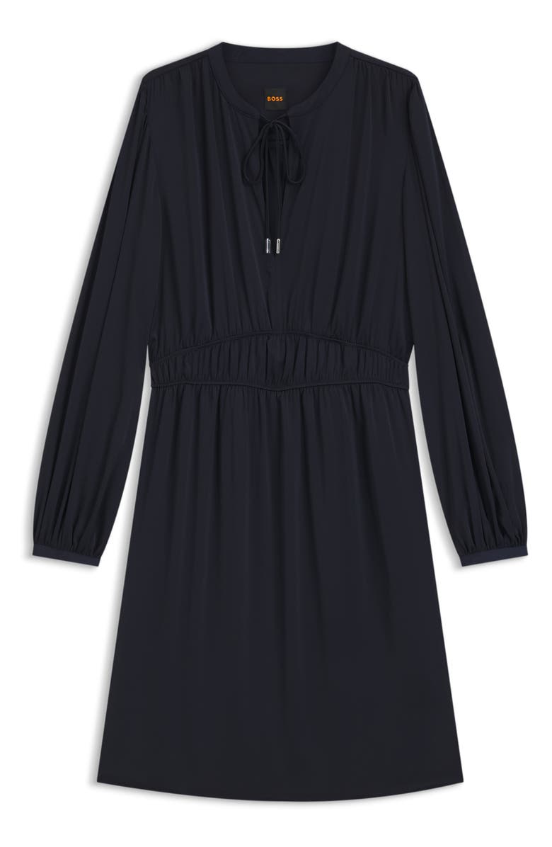 BOSS Orange Decly Tie Neck Long Sleeve Dress, Alternate, color, Dark Blue