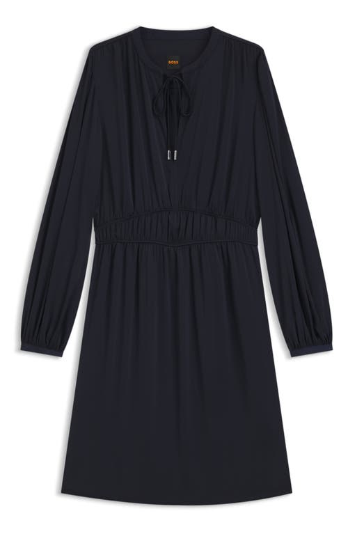 Hugo Boss Boss Orange Decly Tie Neck Long Sleeve Dress In Animal Print