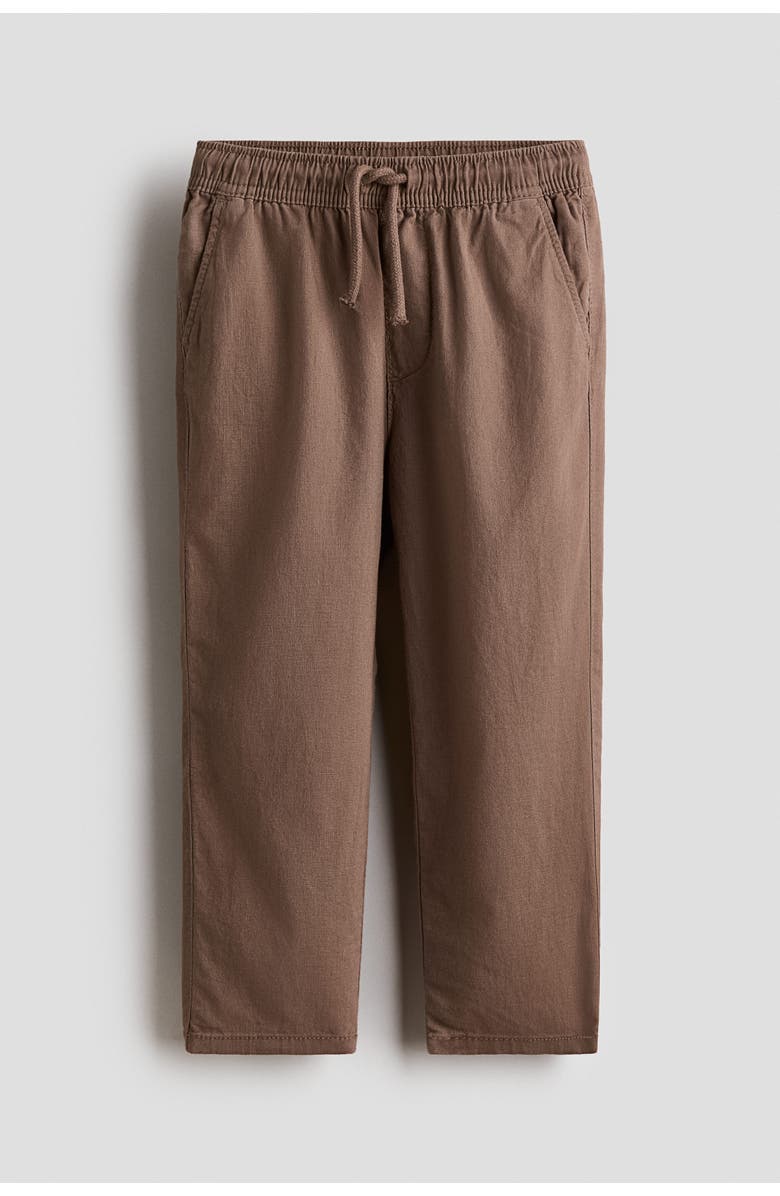 H&M Linen-blend Trousers, Main, color, Brown