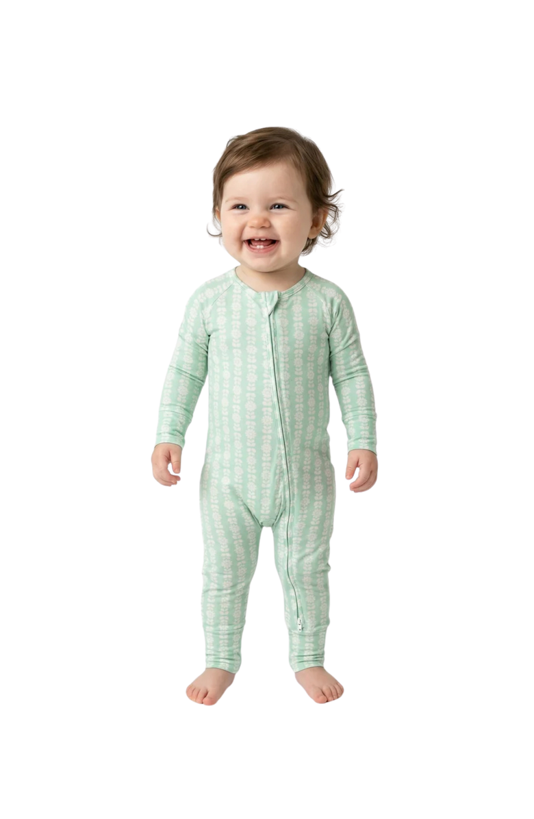 Motette Long Sleeve and Pajama Buttery Soft Sleeper, Alternate, color, Mint Meadows