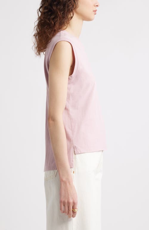 Treasure & Bond Pleat Back Cotton Muscle Tank In Purple Shade