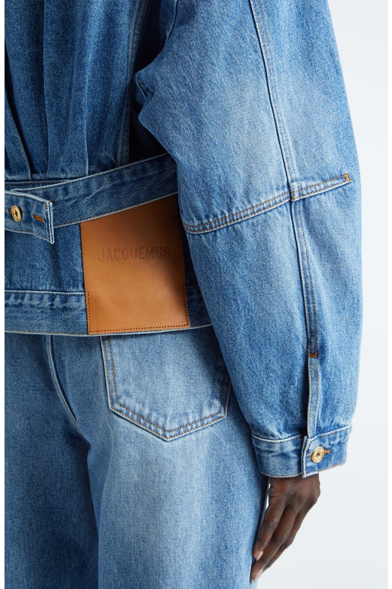 La Veste de-Nîmes Denim Trucker Jacket, Alternate, color, BLUE/ TABAC 2