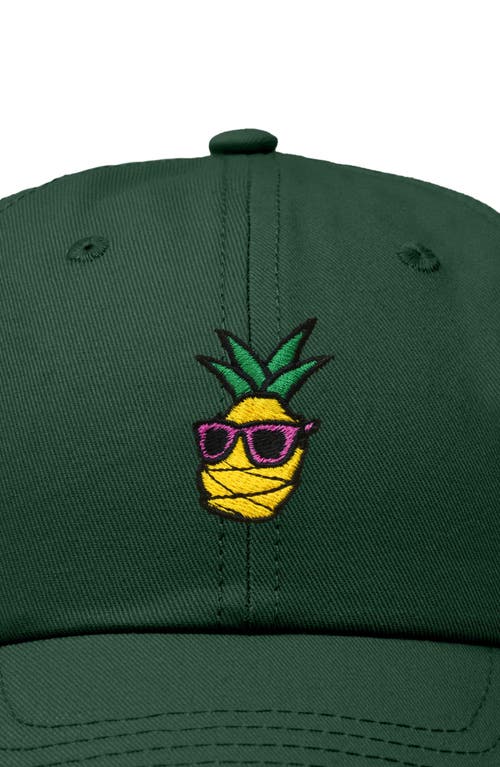 Dalix Pineapple Embroidered Dad Hat In Dark Green