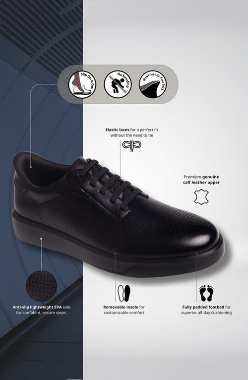 Marc Joseph New York Harbor Road Hands Free Technology Lightweight Leather Perforated Sneaker In Black