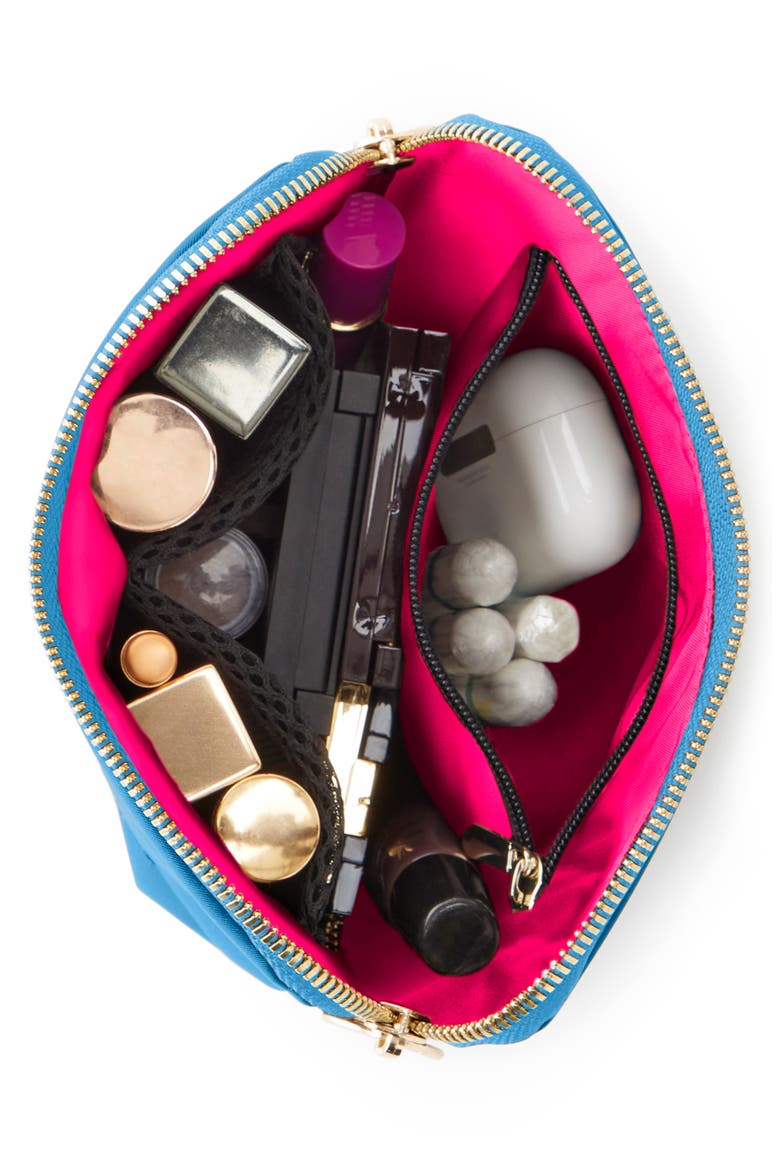 Everyday Makeup Bag, Alternate, color, ELECTRIC BLUE/ NEON PINK