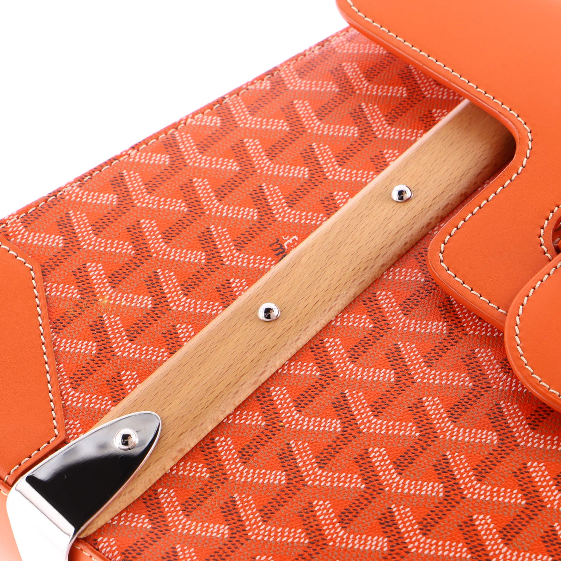 Pre-Owned Goyard Saigon Top Handle Bag Coated Canvas with Leather MM, Alternate, color, 