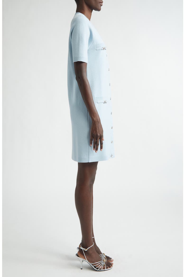 Medusa Short Sleeve Virgin Wool & Cashmere Sweater Dress, Alternate, color, PASTEL BLUE