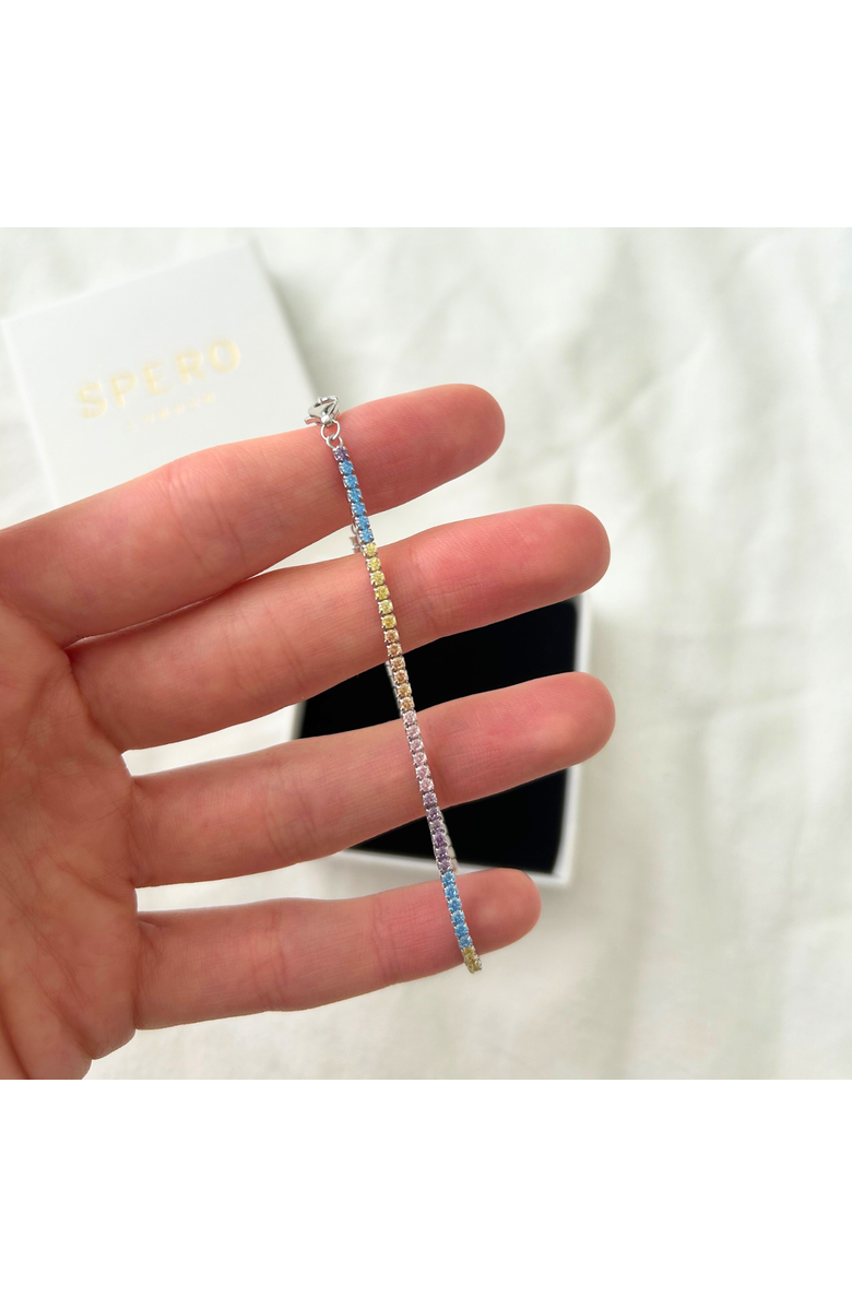 Spero London Pastel Color Colourful Sterling Silver Tennis Bracelet, Alternate, color, Silver