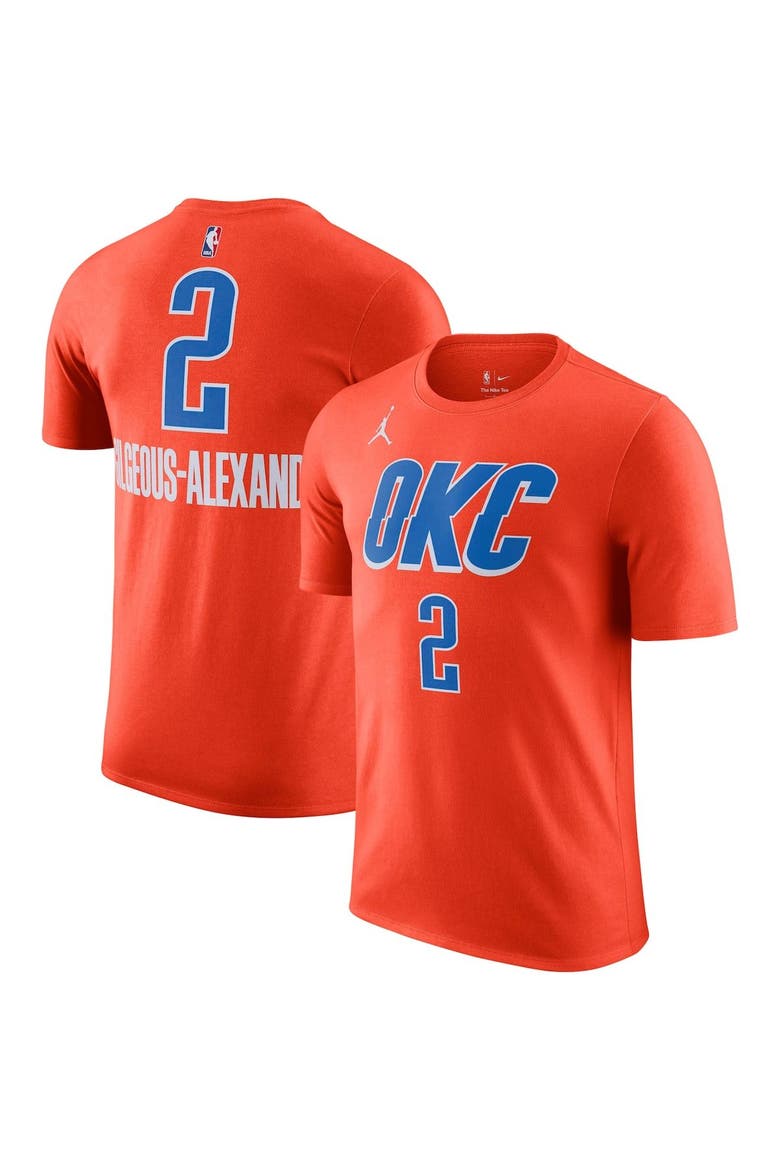 Men's Jordan Brand Shai Gilgeous-Alexander Orange Oklahoma City Thunder 2022/23 Statement Edition Name & Number T-Shirt, Main, color, Orange