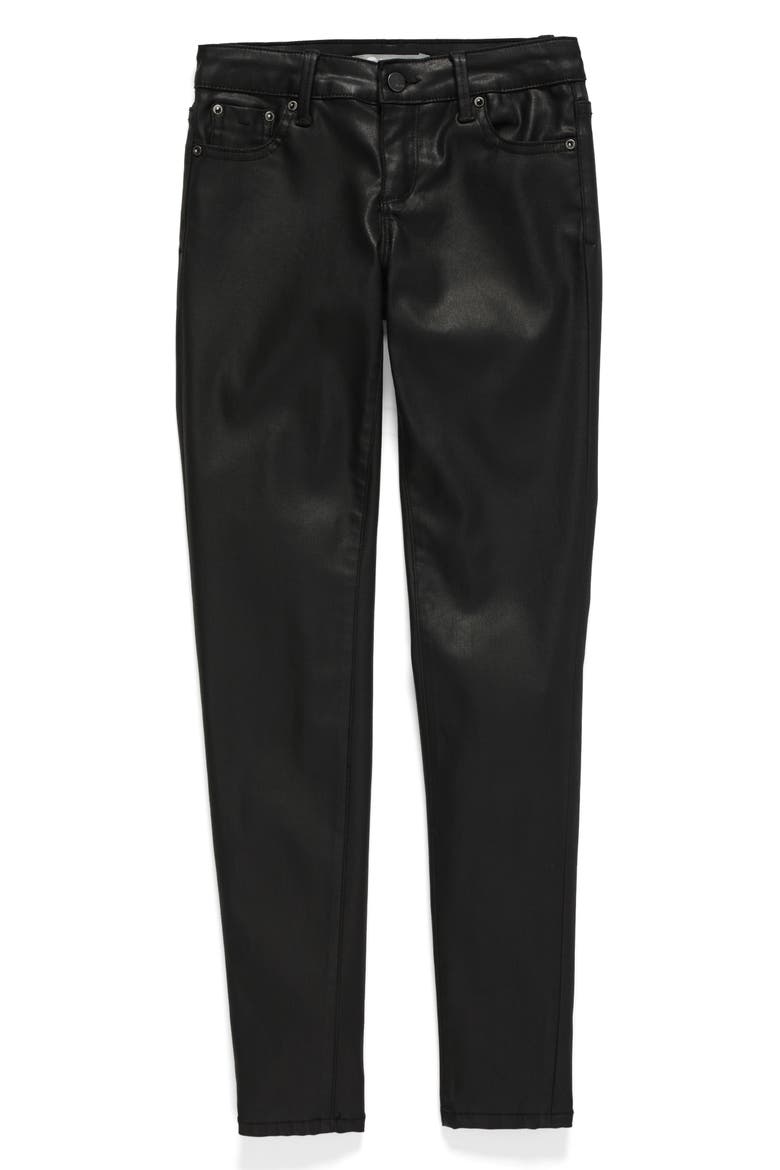 Coated Skinny Jeans, Alternate, color, BLACK
