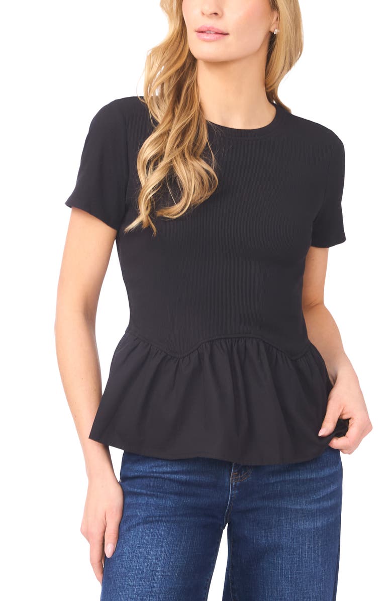 CeCe Crewneck Peplum Shirt, Main, color, 