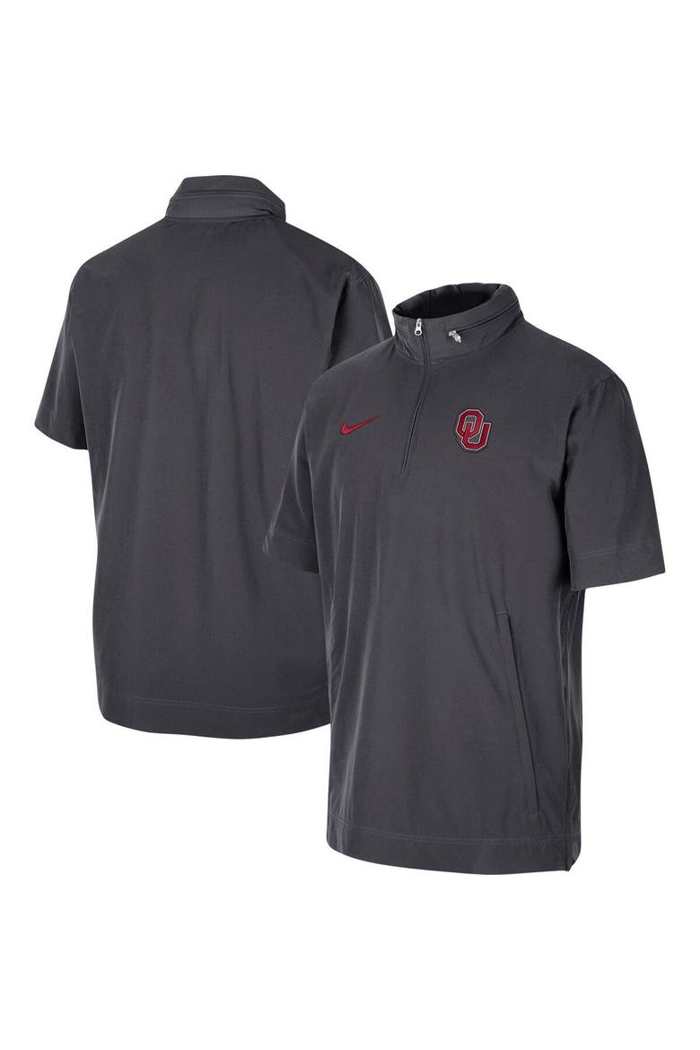 Men's Nike Anthracite Oklahoma Sooners Coaches Half-Zip Short Sleeve Jacket, Main, color, Anthracite