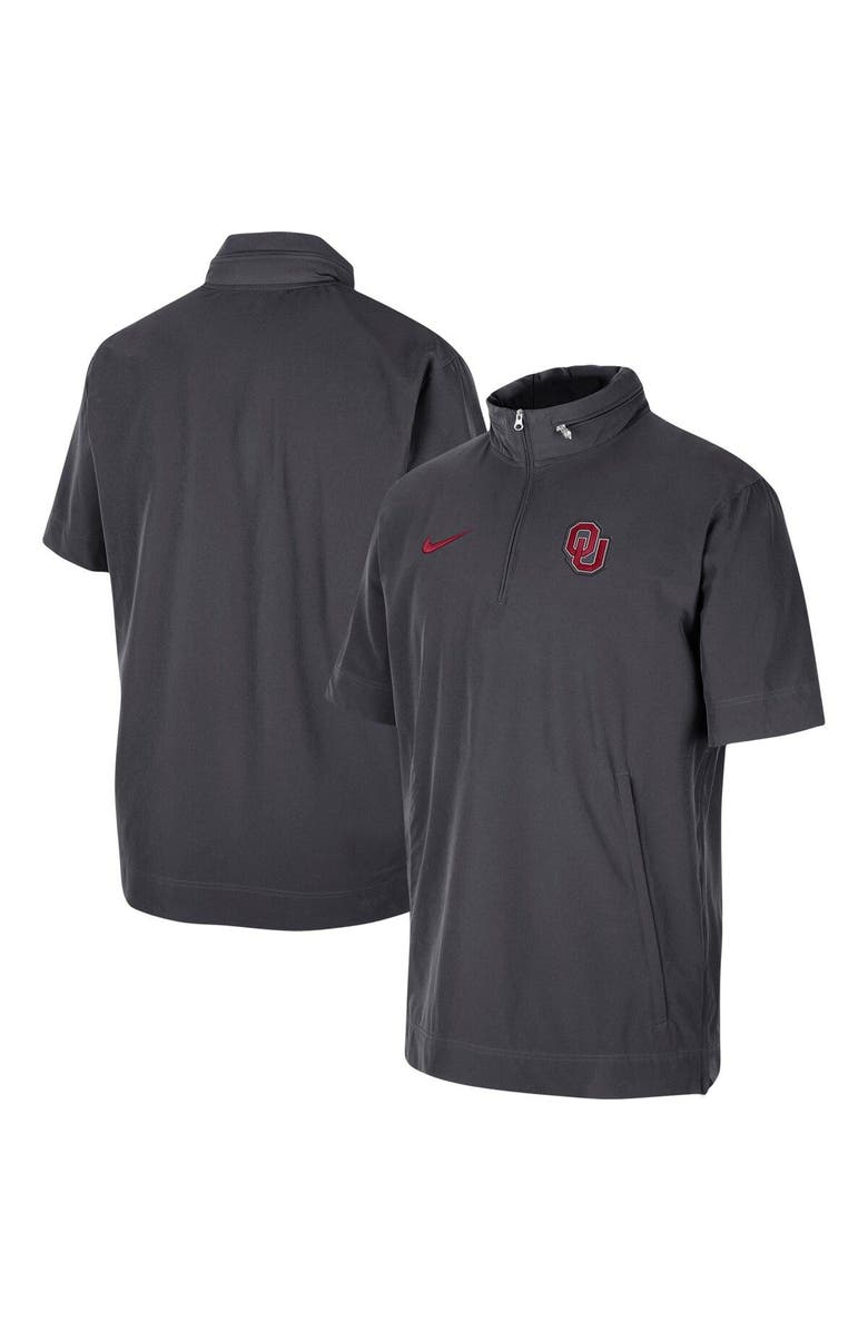 Nike Men's Nike Anthracite Oklahoma Sooners Coaches Half-Zip Short Sleeve Jacket, Main, color, Anthracite