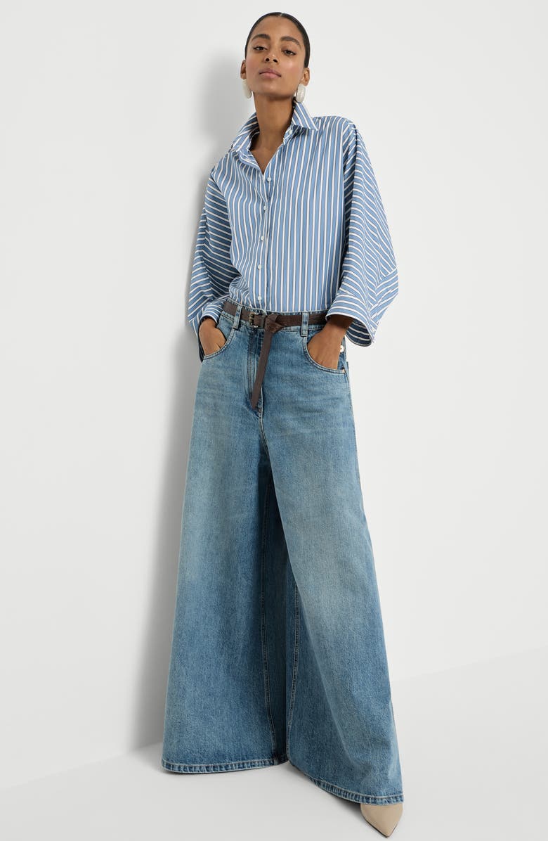 Brunello Cucinelli Maxi trousers, Alternate, color, Denim