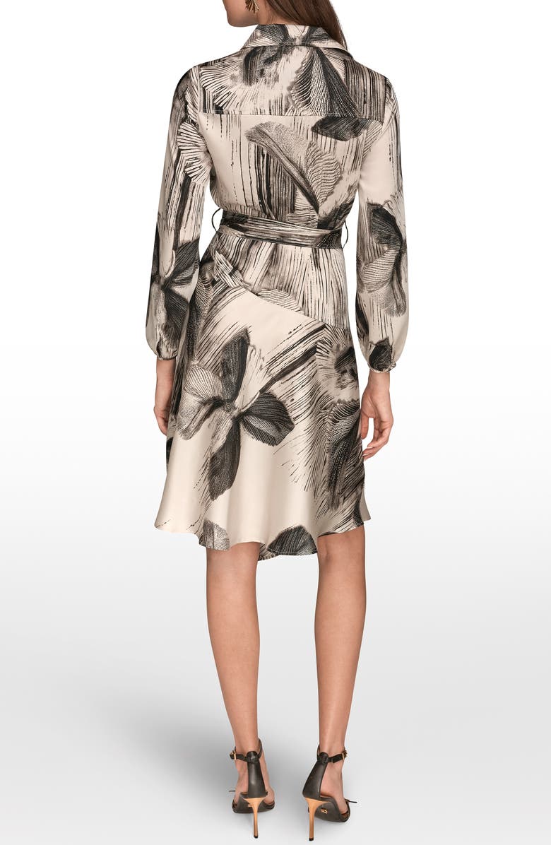 Donna Karan New York Tie Waist Shirt Dress, Alternate, color, Black/Vellum