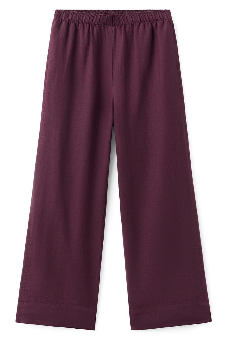 Straight Leg Linen Blend Pants, Alternate, color, PLUM
