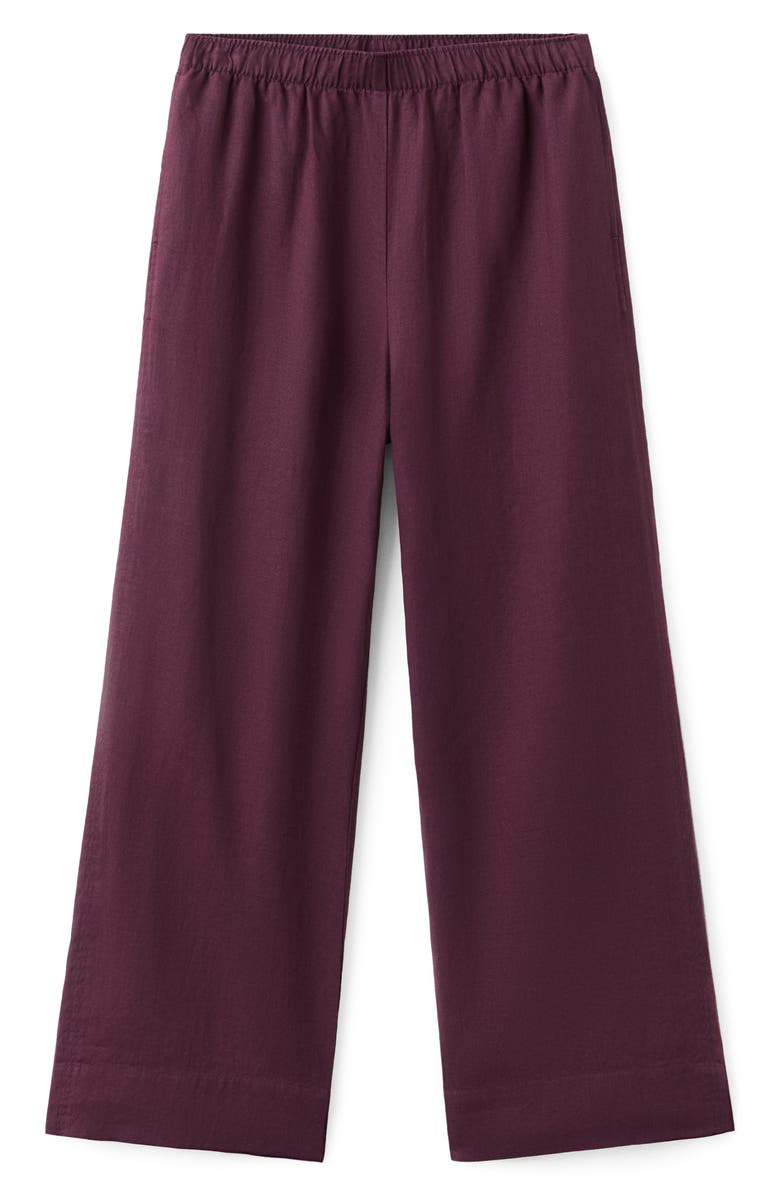 MANGO Straight Leg Linen Blend Pants, Alternate, color, Plum