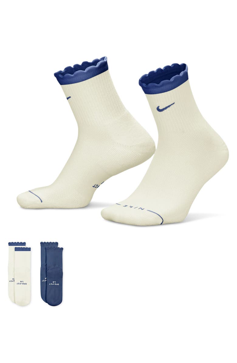 Nike Everyday Elevated Assorted 2-Pack Dri-FIT Cotton Blend Crew Socks, Alternate, color, Ivory Multi