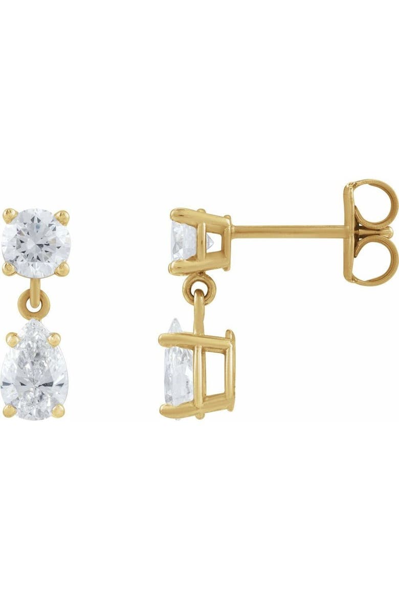 1 1/6 CT Lab-Grown Diamond Two-Stone Earrings in 14K Gold, Alternate, color, Gold