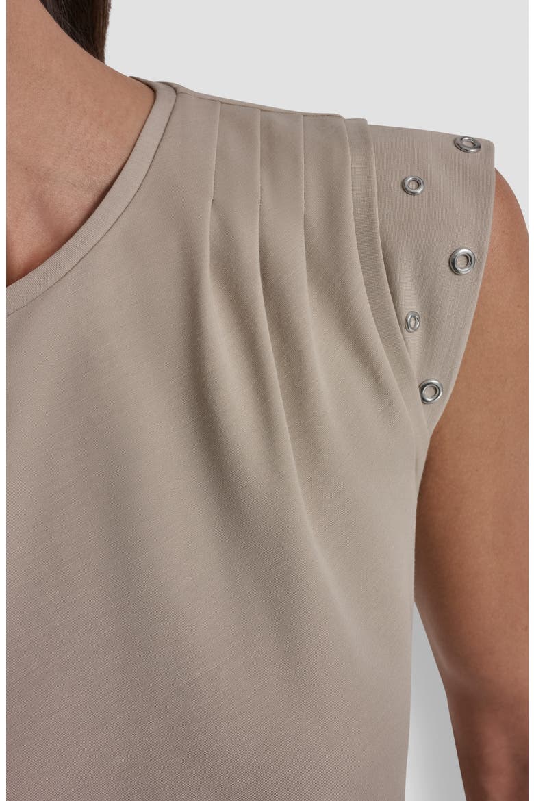 Grommet Trim Ponte Knit Top, Alternate, color, PEBBLE