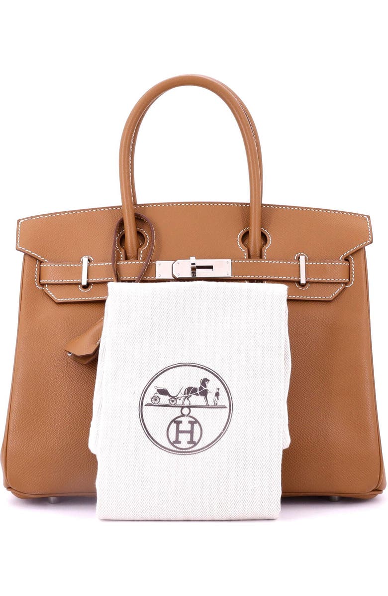 Pre-Owned Hermes Birkin Handbag Brown Epsom with Palladium Hardware 30, Alternate, color, Gold