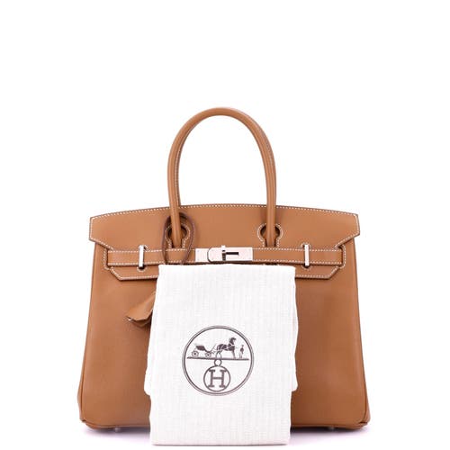 Pre-owned Hermes Hermes Birkin Handbag Brown Epsom With Palladium Hardware 30 In Gold