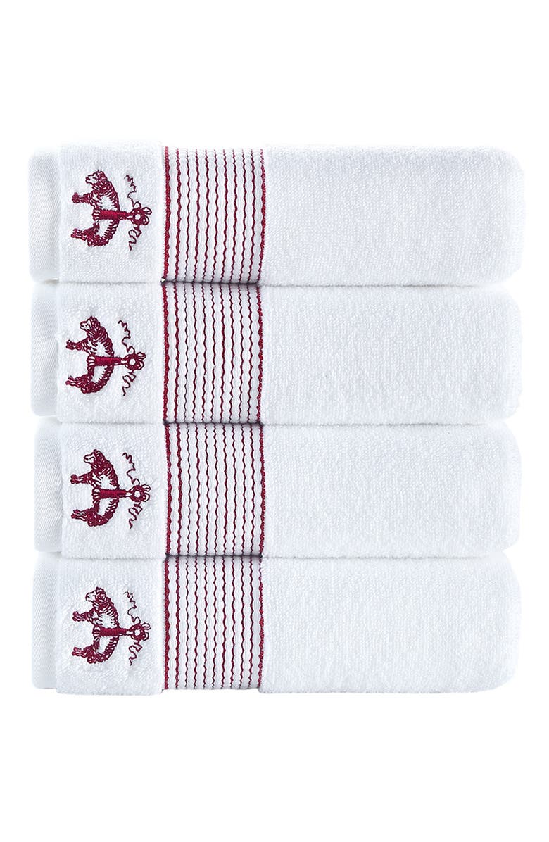 Brooks Brothers 4-Piece Robe Stripe Cotton Towel Set, Main, color, White/ Scarlet Sage