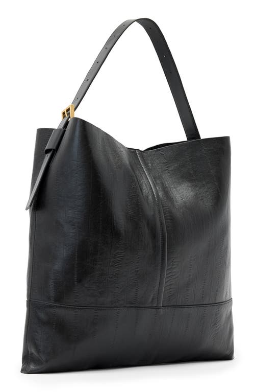 Allsaints Asha Eel-embossed Leather Shoulder Bag In Black