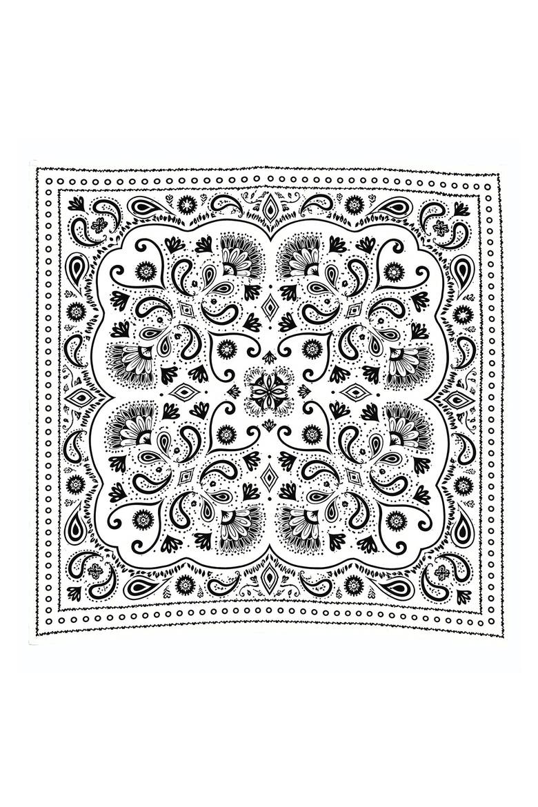 Floral Satin Scarf, Main, color, WHITE