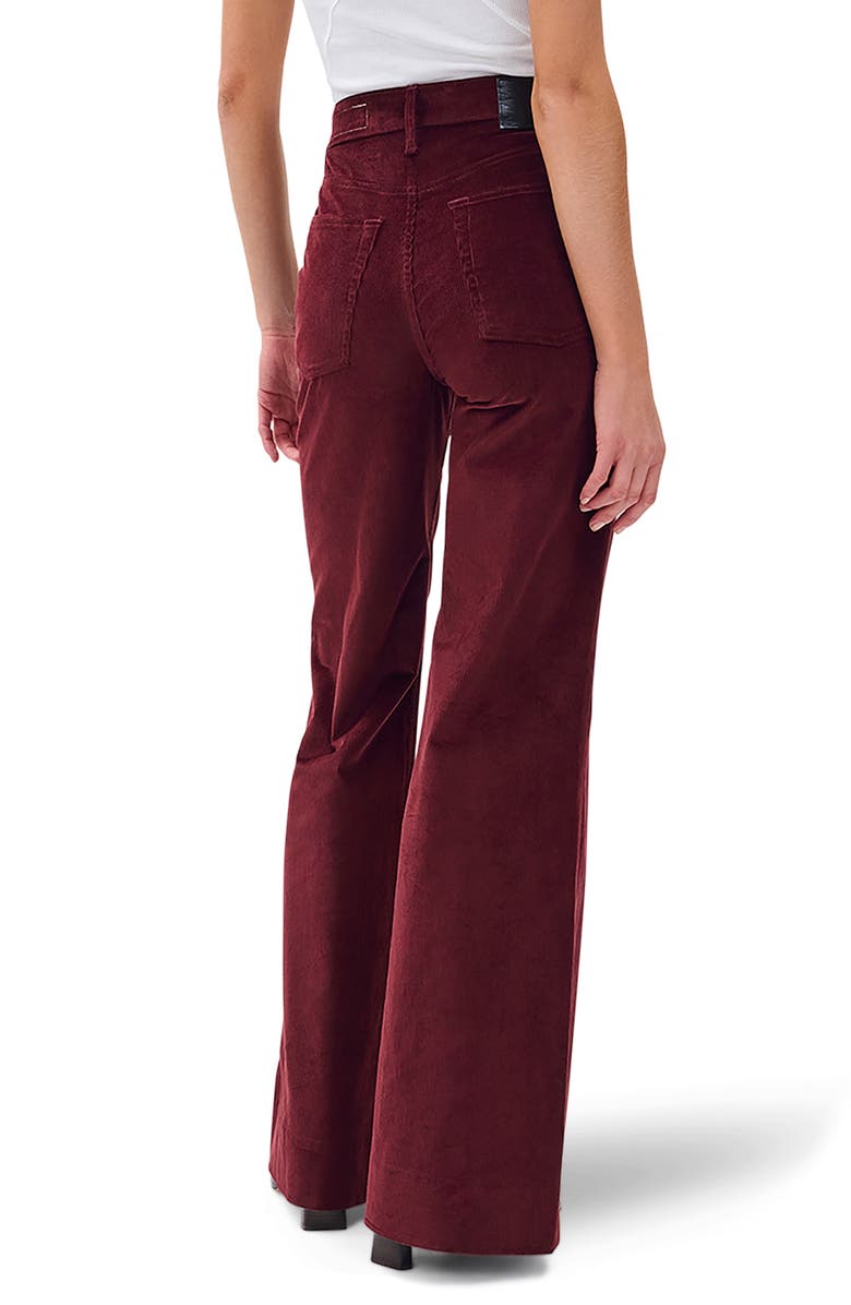 rag & bone Skylar High Waist Corduroy Flare Pants, Alternate, color, Burgundy