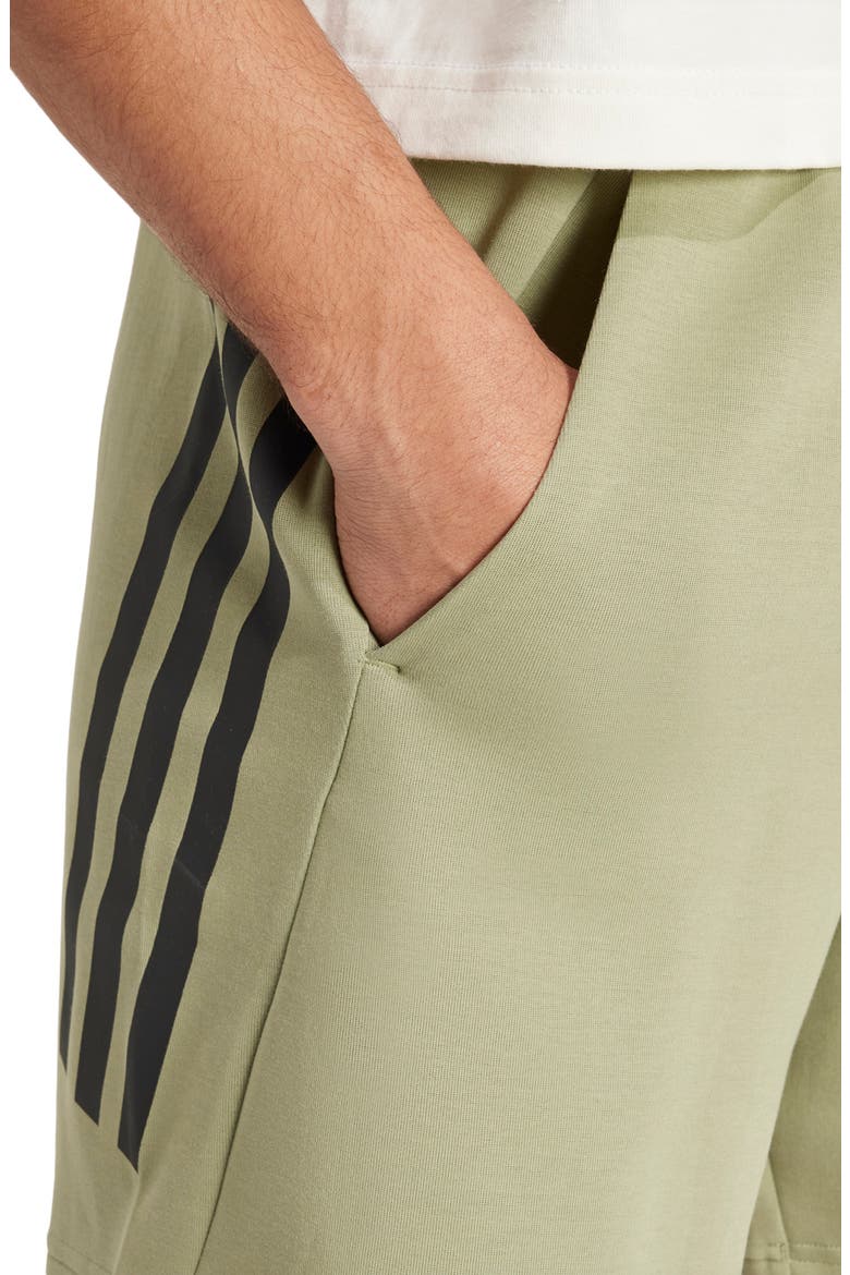 Future Icons 3-Stripes Interlock Knit Sweat Shorts, Alternate, color, TENT GREEN