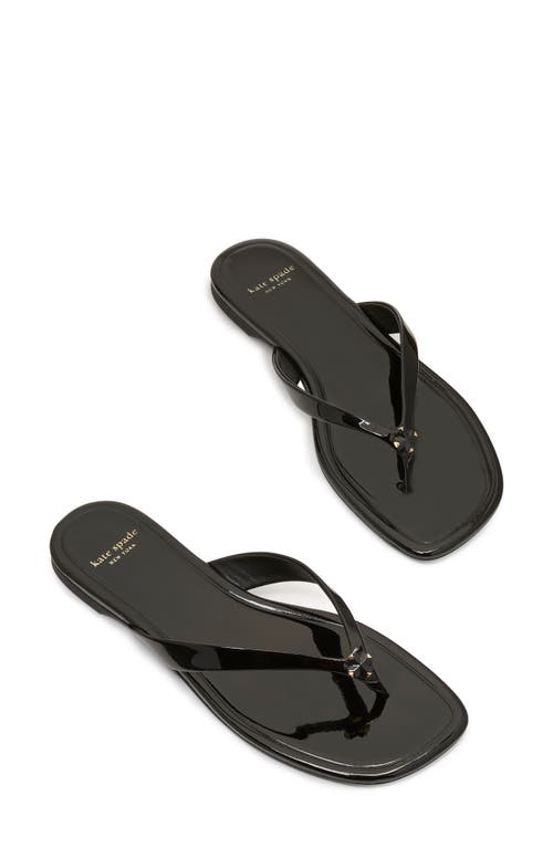 Kate Spade New York Spade Flower Patent Leather Flip Flop In Black