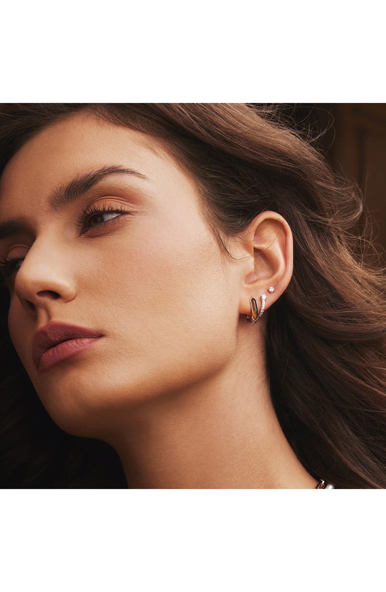 ANIA HAIE Tiger's Eye Huggie Hoop Earrings, Alternate, color, Silver