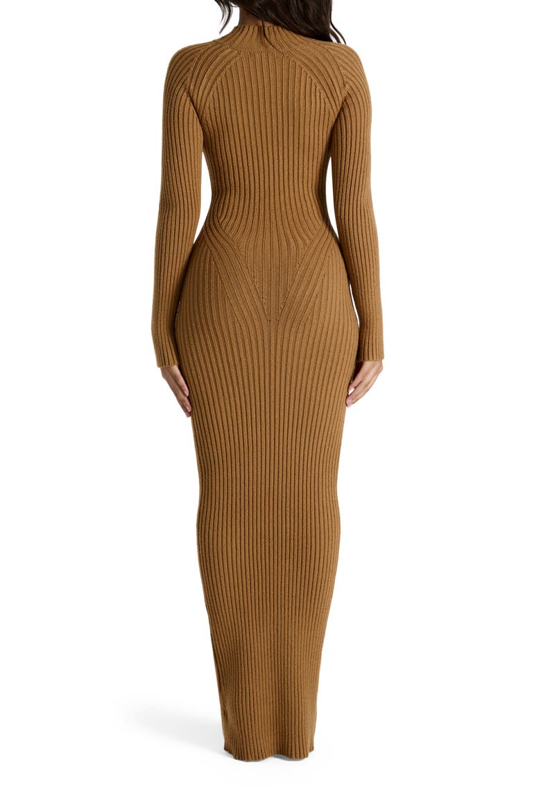Long Sleeve Body-Con Maxi Dress, Alternate, color, CAMEL