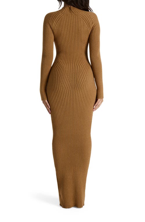 Naked Wardrobe Long Sleeve Body-con Maxi Dress In Brown