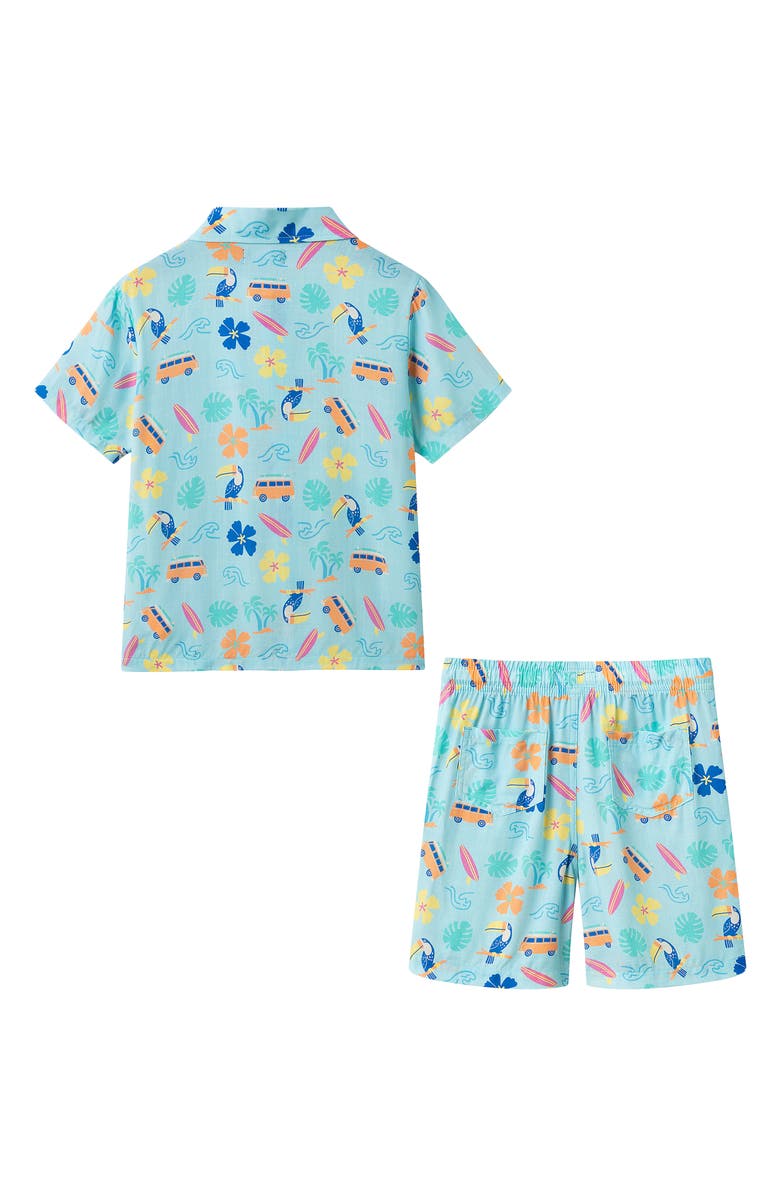 Andy & Evan Kids' Short Sleeve Button-Up Shirt & Shorts Set, Alternate, color, Aqua Beach