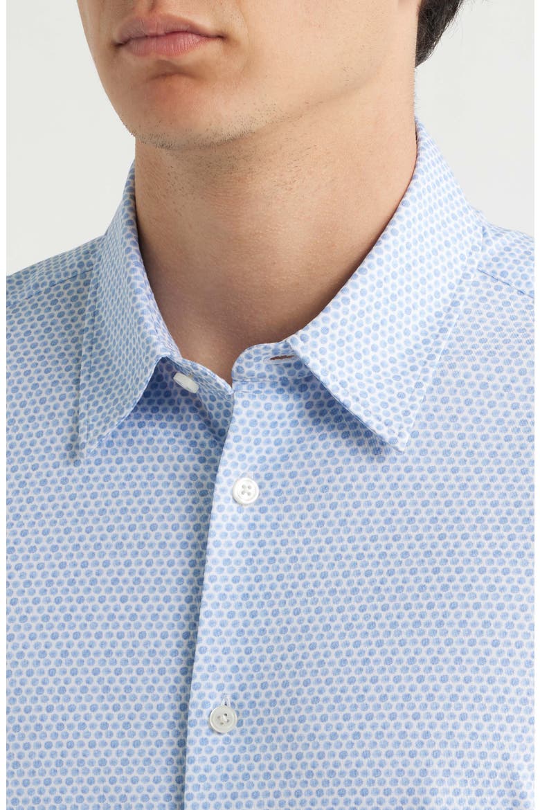 P-Roan Slim Fit Micropattern Short Sleeve Button-Up Shirt, Alternate, color, LIGHT/ PASTEL BLUE