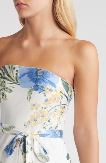 Season of Bliss Tie Belt Strapless Dress