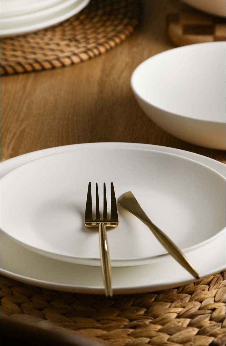 Stone Lain Taglio Bone China 12-Piece Dinnerware Set, Alternate, color, Matte White