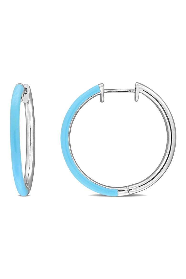 Enamel Hoop Earrings, Main, color, LIGHT BLUE