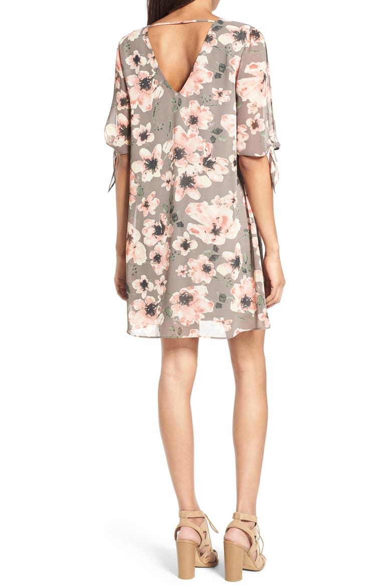 Jules Split Sleeve Shift Dress, Main, color, GREY FLORAL
