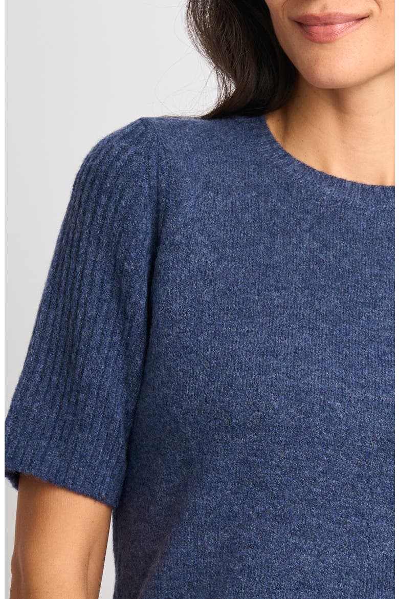 Contrast Ribbed Sleeve Sweater, Alternate, color, INDIGO BLUE