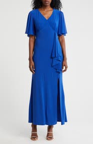 Marina Flutter Sleeve Ruffle Maxi Dress