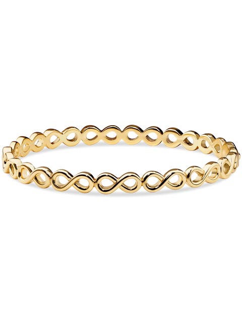 Infinity Bangle Bracelet in Gold Plated Sterling Silver
