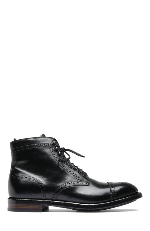 Temple 004 Black Leather Ankle Boot