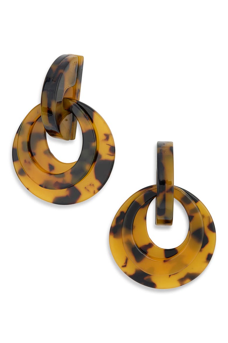 Resin Doorknocker Drop Earrings, Main, color, TORT