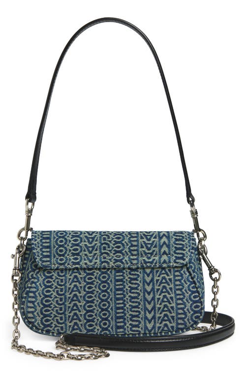 Shop Marc Jacobs The Monogram Sun-faded Denim Clover Shoulder Bag