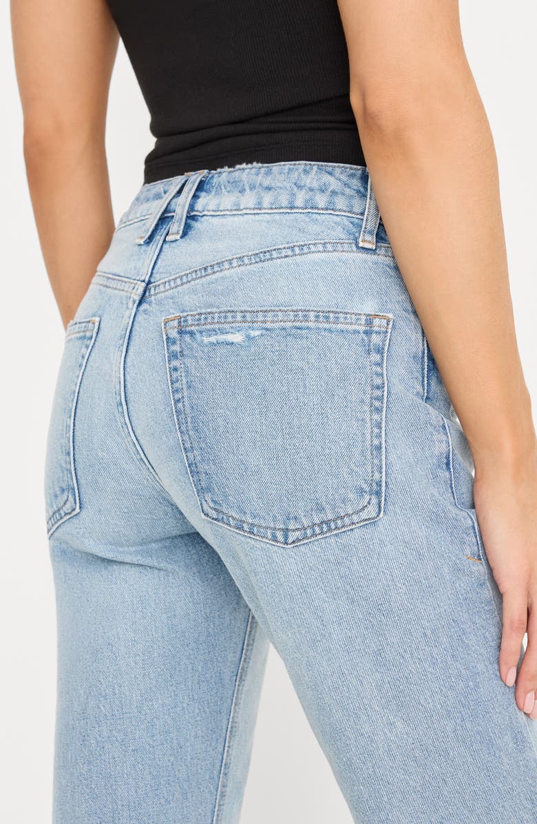 Good American Ripped Mid Rise Ankle Straight Leg Jeans, Alternate, color, Indigo1252