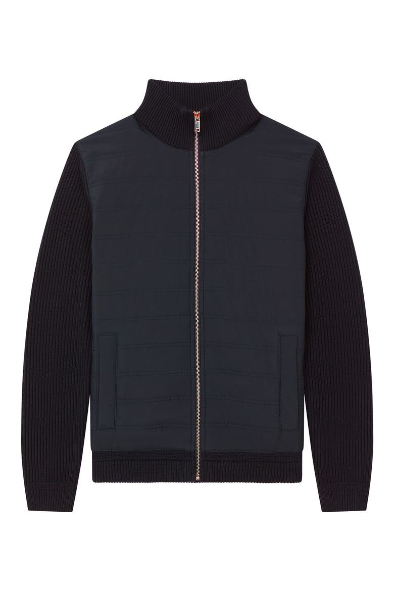 Trainer Quilted & Ribbed Hybrid Jacket, Alternate, color, NAVY